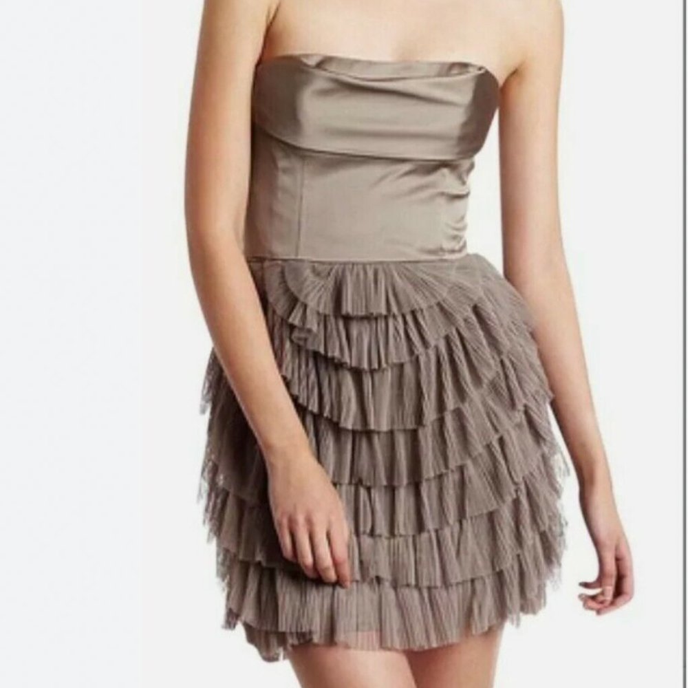 Hazelnut Tiered Tulle Dress BCBGMaxAzria